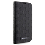 Karl Lagerfeld PU Saffiano Monogram Book Pouzdro pro iPhone 14 Pro Black, KLBKP14LSAKLHPK