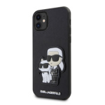 Karl Lagerfeld PU Saffiano Karl and Choupette Zadní Kryt pro iPhone 11 Black, KLHCN61SANKCPK