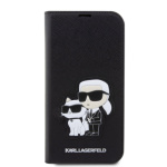 Karl Lagerfeld PU Saffiano Karl and Choupette NFT Book Pouzdro pro iPhone 13 Pro Max Black, KLBKP13XSANKCPK