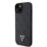 Guess PU 4G Strass Triangle Metal Logo Zadní Kryt pro iPhone 15 Plus Black, GUHCP15MP4TDPK