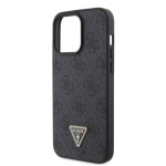 Guess PU 4G Strass Triangle Metal Logo Zadní Kryt pro iPhone 15 Pro Max Black, GUHCP15XP4TDPK