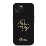 Guess PU Fixed Glitter 4G Metal Logo Zadní Kryt pro iPhone 13 Black, GUHCP13MHG4SGK