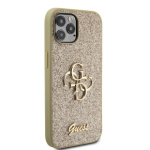 Guess PU Fixed Glitter 4G Metal Logo Zadní Kryt pro iPhone 12/12 Pro Gold, GUHCP12MHG4SGD