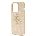 Guess PU Fixed Glitter 4G Metal Logo Zadní Kryt pro iPhone 15 Pro Max Gold, GUHCP15XHG4SGD