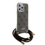 Guess IML 4G Printed Crossbody Popruh Zadní Kryt pro iPhone 15 Pro Brown, GUHCP15LH4SEW