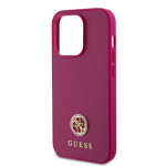 Guess PU 4G Strass Metal Logo Zadní Kryt pro iPhone 15 Pro Max Pink, GUHCP15XPS4DGPP