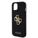 Guess PU Perforated 4G Glitter Metal Logo Zadní Kryt pro iPhone 15 Black, GUHCP15SPSP4LGK