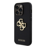 Guess PU Perforated 4G Glitter Metal Logo Zadní Kryt pro iPhone 15 Pro Black, GUHCP15LPSP4LGK