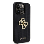 Guess PU Perforated 4G Glitter Metal Logo Zadní Kryt pro iPhone 15 Pro Black, GUHCP15LPSP4LGK