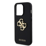 Guess PU Perforated 4G Glitter Metal Logo Zadní Kryt pro iPhone 15 Pro Black, GUHCP15LPSP4LGK