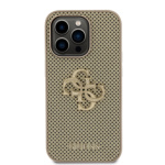 Guess PU Perforated 4G Glitter Metal Logo Zadní Kryt pro iPhone 15 Pro Gold, GUHCP15LPSP4LGD