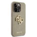 Guess PU Perforated 4G Glitter Metal Logo Zadní Kryt pro iPhone 15 Pro Gold, GUHCP15LPSP4LGD