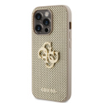 Guess PU Perforated 4G Glitter Metal Logo Zadní Kryt pro iPhone 15 Pro Max Gold, GUHCP15XPSP4LGD