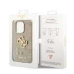 Guess PU Perforated 4G Glitter Metal Logo Zadní Kryt pro iPhone 15 Pro Max Gold, GUHCP15XPSP4LGD