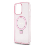 Guess IML Ring Stand Glitter MagSafe Zadní Kryt pro iPhone 15 Pro Pink, GUHMP15LHRSGSP