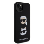 Karl Lagerfeld Liquid Silicone Karl and Choupette Heads Zadní Kryt pro iPhone 15 Plus Black, KLHCP15MSDHKCNK