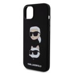 Karl Lagerfeld Liquid Silicone Karl and Choupette Heads Zadní Kryt pro iPhone 15 Plus Black, KLHCP15MSDHKCNK