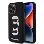 Karl Lagerfeld Liquid Silicone Karl and Choupette Heads Zadní Kryt pro iPhone 15 Pro Max Black, KLHCP15XSDHKCNK