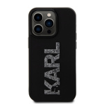 Karl Lagerfeld 3D Rubber Glitter Logo Karl Zadní Kryt pro iPhone 15 Pro Max Black, KLHCP15X3DMBKCK