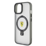 Ferrari Ring Stand MagSafe Zadní Kryt pro iPhone 15 Transparent/Black Outline, FEHMP15SUSCAK