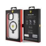 Ferrari Ring Stand MagSafe Zadní Kryt pro iPhone 15 Transparent/Black Outline, FEHMP15SUSCAK