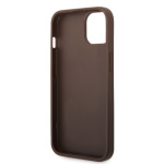 Guess PU 4G Metal Logo Zadní Kryt pro iPhone 15 Brown, GUHCP15S4GMGBR