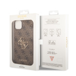 Guess PU 4G Metal Logo Zadní Kryt pro iPhone 15 Plus Brown, GUHCP15M4GMGBR