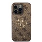 Guess PU 4G Metal Logo Zadní Kryt pro iPhone 15 Pro Max Brown, GUHCP15X4GMGBR