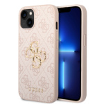 Guess PU 4G Metal Logo Zadní Kryt pro iPhone 15 Pink, GUHCP15S4GMGPI