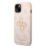 Guess PU 4G Metal Logo Zadní Kryt pro iPhone 15 Pink, GUHCP15S4GMGPI