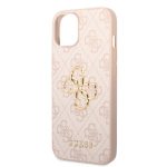 Guess PU 4G Metal Logo Zadní Kryt pro iPhone 15 Pink, GUHCP15S4GMGPI