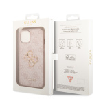 Guess PU 4G Metal Logo Zadní Kryt pro iPhone 15 Pink, GUHCP15S4GMGPI