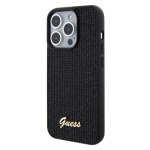 Guess PU Square Mirror Script Logo Zadní Kryt pro iPhone 15 Pro Black, GUHCP15LPMSDGSK