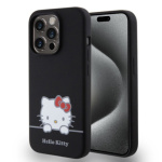 Hello Kitty Liquid Silicone Daydreaming Logo Zadní Kryt pro iPhone 15 Pro Black, HKHCP15LSKCDKK