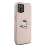 Hello Kitty PU Kitty Asleep Logo MagSafe Zadní Kryt pro iPhone 15 Pink, HKHMP15SPMHSKP