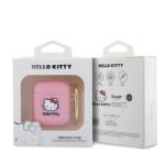 Hello Kitty Liquid Silicone 3D Kitty Head Logo Pouzdro pro AirPods 1/2 Pink, HKA23DKHSP