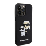 Karl Lagerfeld 3D Rubber Karl and Choupette Zadní Kryt pro iPhone 14 Pro Max Black, KLHCP14X3DRKCNK