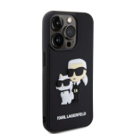 Karl Lagerfeld 3D Rubber Karl and Choupette Zadní Kryt pro iPhone 15 Pro Black, KLHCP15L3DRKCNK