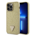 Guess Rhinestones Triangle Metal Logo Kryt pro iPhone 15 Pro Max Gold, GUHCP15XHDGTPD