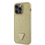 Guess Rhinestones Triangle Metal Logo Kryt pro iPhone 15 Pro Max Gold, GUHCP15XHDGTPD