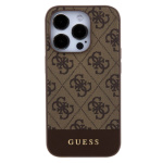 Guess PU 4G Stripe MagSafe Zadní Kryt pro iPhone 15 Pro Brown, GUHMP15LG4GLBR