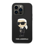 Karl Lagerfeld Liquid Silicone Ikonik NFT Zadní Kryt pro iPhone 15 Pro Max Black, KLHCP15XSNIKBCK