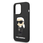 Karl Lagerfeld Liquid Silicone Ikonik NFT Zadní Kryt pro iPhone 15 Pro Max Black, KLHCP15XSNIKBCK