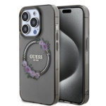 Guess PC/TPU Flowers Ring Glossy Logo MagSafe Zadní Kryt pro iPhone 13 Pro Black , GUHMP13LHFWFCK