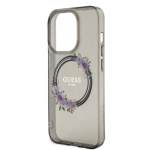 Guess PC/TPU Flowers Ring Glossy Logo MagSafe Zadní Kryt pro iPhone 13 Pro Black , GUHMP13LHFWFCK