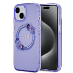 Guess PC/TPU Flowers Ring Glossy Logo MagSafe Zadní Kryt pro iPhone 15 Purple, GUHMP15SHFWFCU