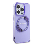 Guess PC/TPU Flowers Ring Glossy Logo MagSafe Zadní Kryt pro iPhone 15 Pro Max Purple, GUHMP15XHFWFCU