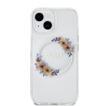 Guess PC/TPU Flowers Ring Glossy Logo MagSafe Zadní Kryt pro iPhone 15 Transparent, GUHMP15SHFWFCT