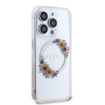 Guess PC/TPU Flowers Ring Glossy Logo MagSafe Zadní Kryt pro iPhone 15 Pro Max Transparent, GUHMP15XHFWFCT