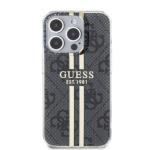 Guess IML 4G Gold Stripe Zadní Kryt pro iPhone 15 Pro Black, GUHCP15LH4PSEGK